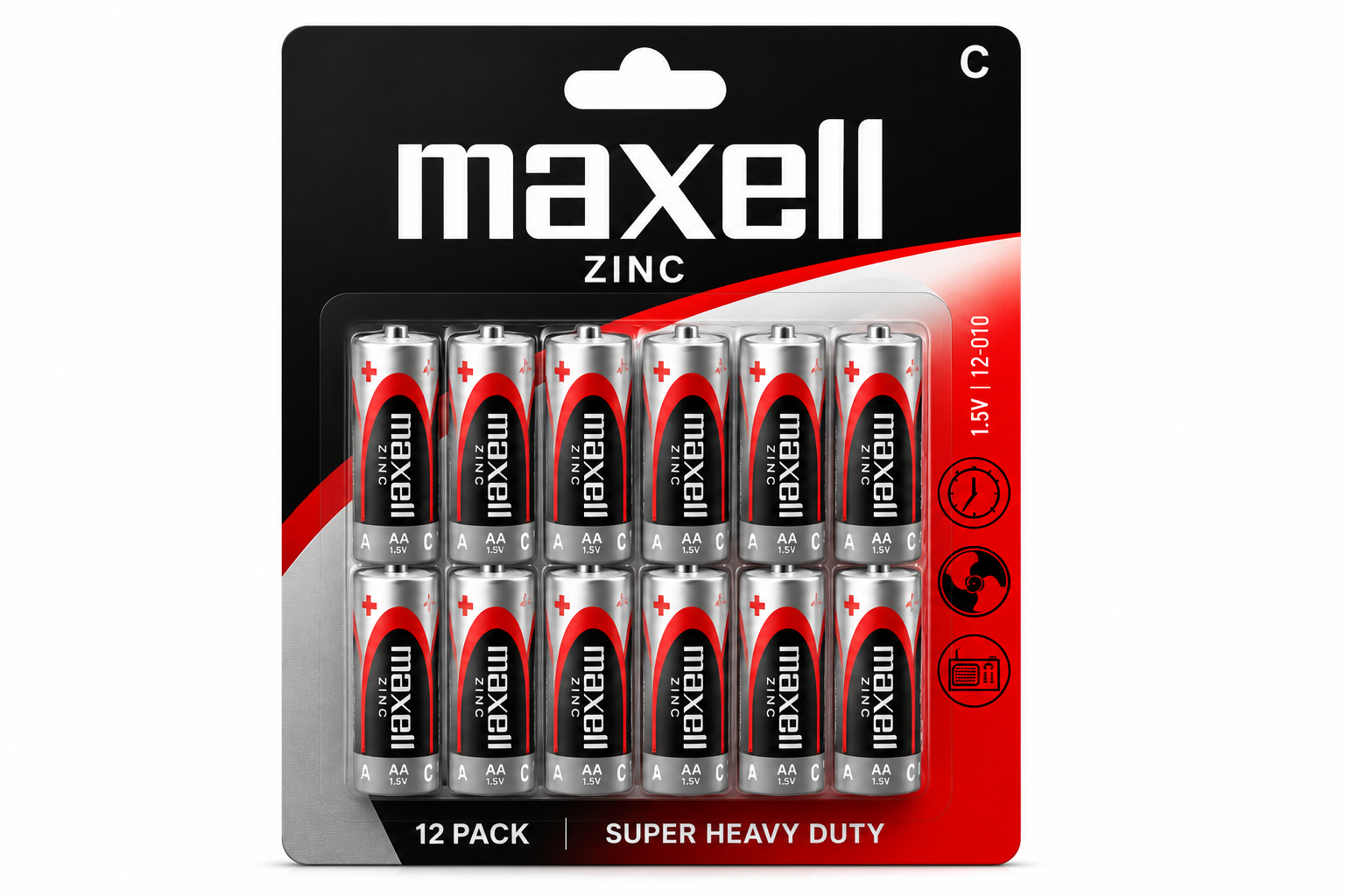 Maxell Zinc AA ელემენტები — 12 ცალი