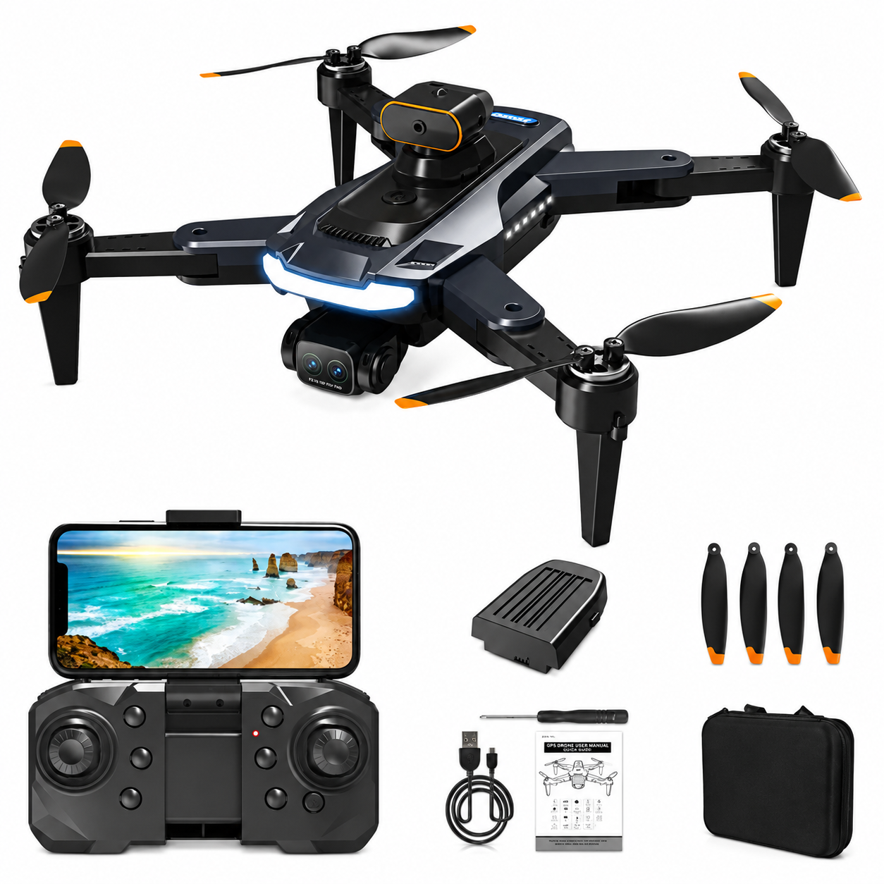 P17 PRO GPS დრონი – Brushless ძრავები, ორმაგი 1080P კამერა და 5-მიმართულებიანი დაბრკოლებების არიდება